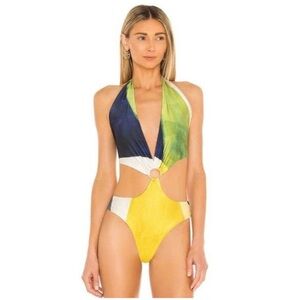 NWOT Farai London Gaia Bodysuit Retro 70s Cutouts Women's L Large